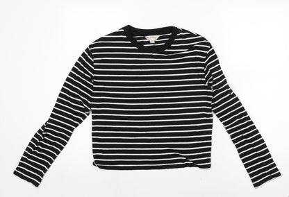 Miss Selfridge Womens Black Cotton Basic T-Shirt Size S Crew Neck