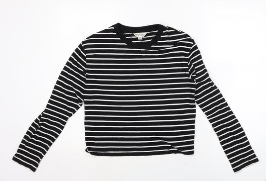 Miss Selfridge Womens Black Cotton Basic T-Shirt Size S Crew Neck