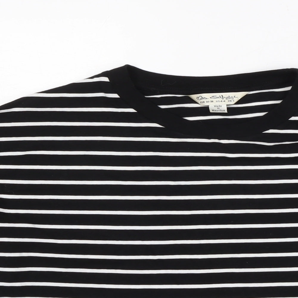 Miss Selfridge Womens Black Cotton Basic T-Shirt Size S Crew Neck