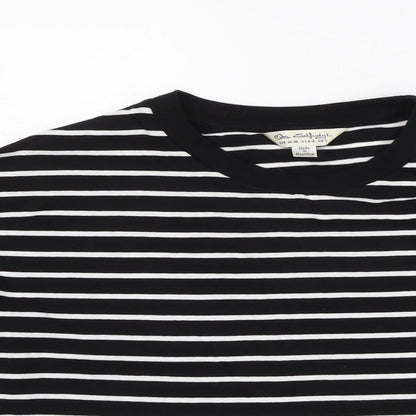 Miss Selfridge Womens Black Cotton Basic T-Shirt Size S Crew Neck