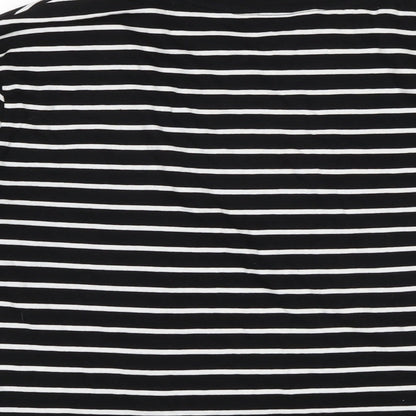 Miss Selfridge Womens Black Cotton Basic T-Shirt Size S Crew Neck