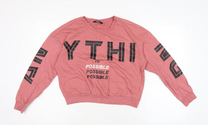 Womens UK Size 14 Max Pink Cropped T-Shirt