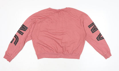 Womens UK Size 14 Max Pink Cropped T-Shirt