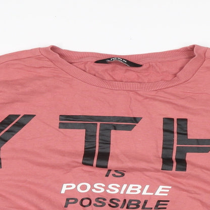 Womens UK Size 14 Max Pink Cropped T-Shirt