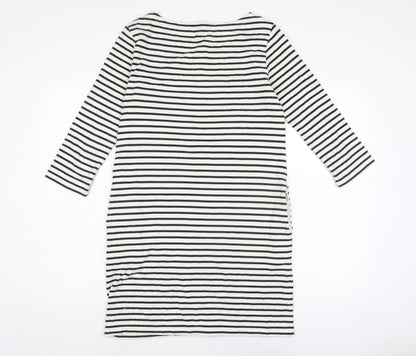 Uniqlo Womens Ivory Cotton Bodycon Size M Boat Neck - Navy and Ivory stripe.
