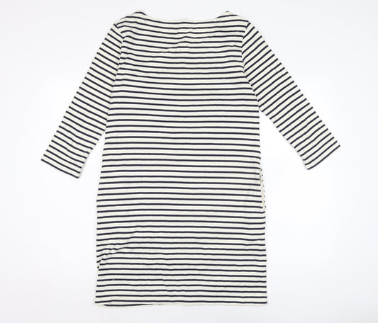 Uniqlo Womens Ivory Cotton Bodycon Size M Boat Neck - Navy and Ivory stripe.