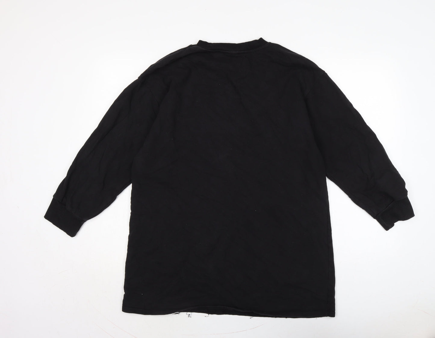 Zara Womens Black Cotton Pullover Sweatshirt Size L