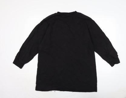 Zara Womens Black Cotton Pullover Sweatshirt Size L