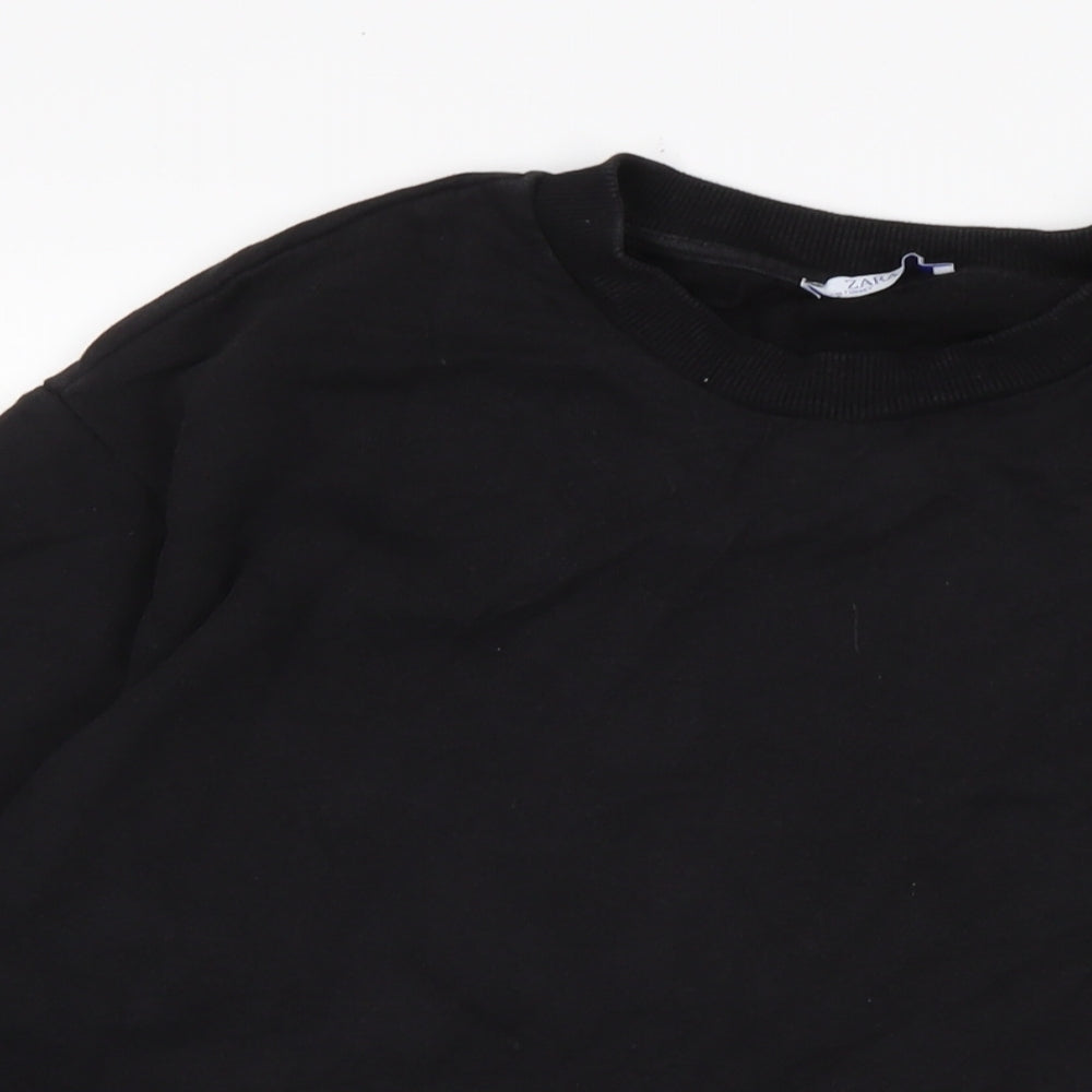 Zara Womens Black Cotton Pullover Sweatshirt Size L