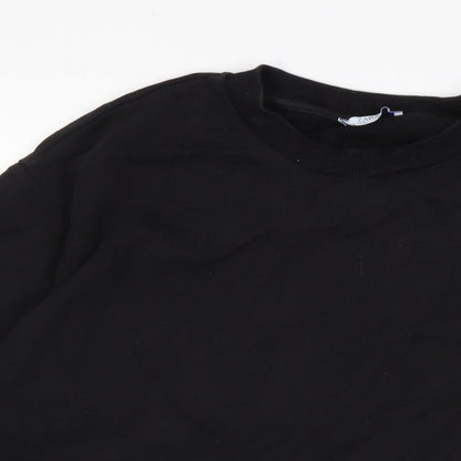 Zara Womens Black Cotton Pullover Sweatshirt Size L