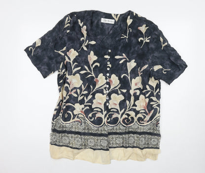 Berkertex Womens Multicoloured Floral Cupro Basic Button-Up Size 18 V-Neck