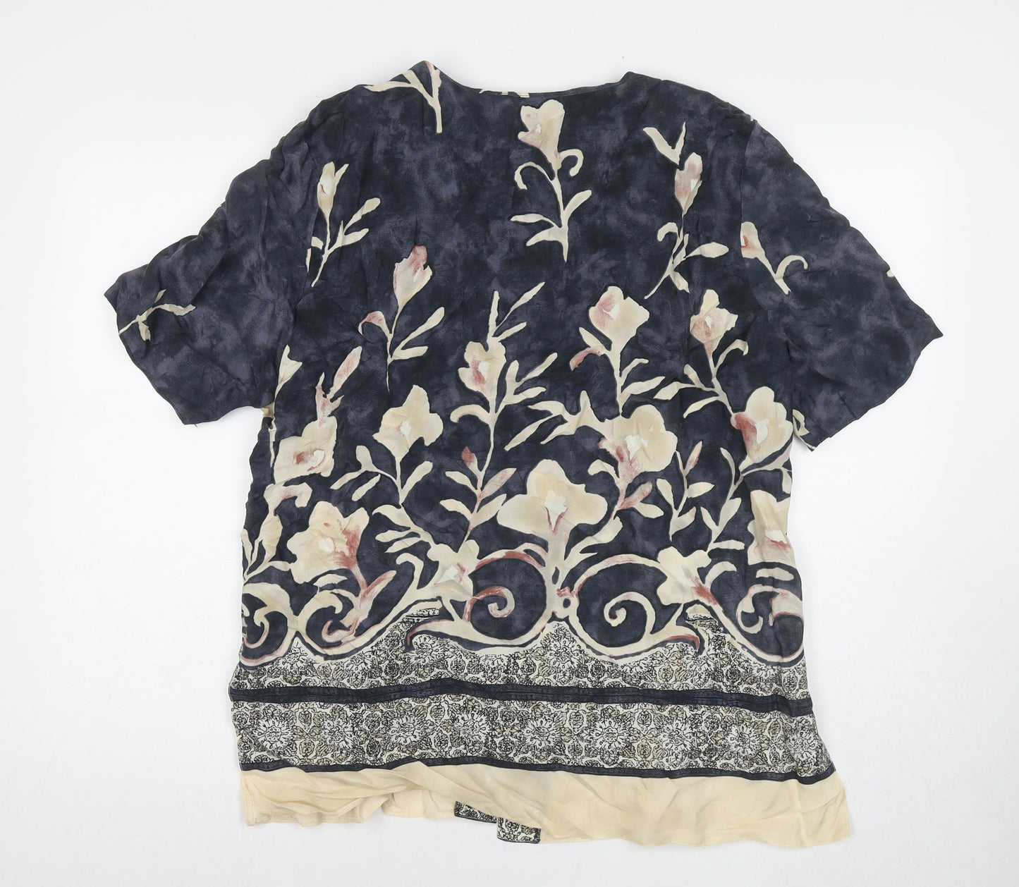 Berkertex Womens Multicoloured Floral Cupro Basic Button-Up Size 18 V-Neck