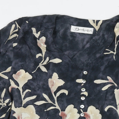 Berkertex Womens Multicoloured Floral Cupro Basic Button-Up Size 18 V-Neck