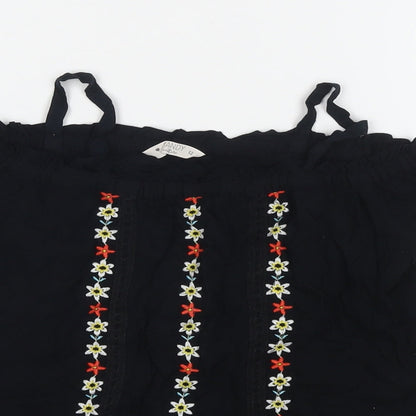 Candy Womens Black Viscose Basic T-Shirt Size 12 Off the Shoulder - Cold Shoulder