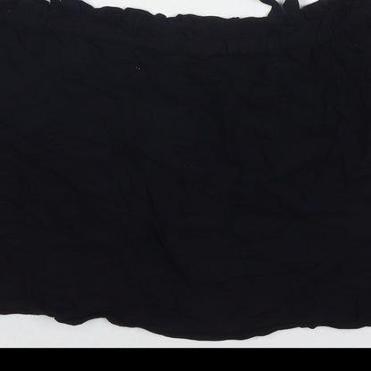 Candy Womens Black Viscose Basic T-Shirt Size 12 Off the Shoulder - Cold Shoulder