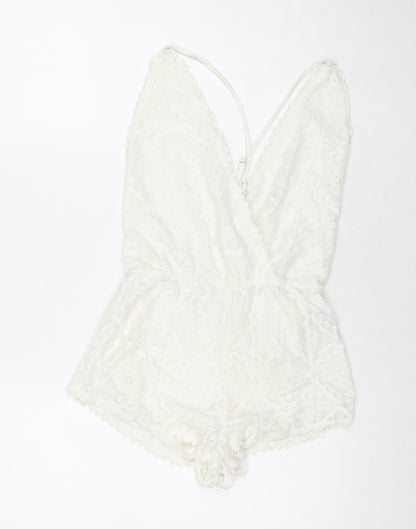 Wylder Womens White Polyamide Romper One-Piece Size XS L3 in Pullover