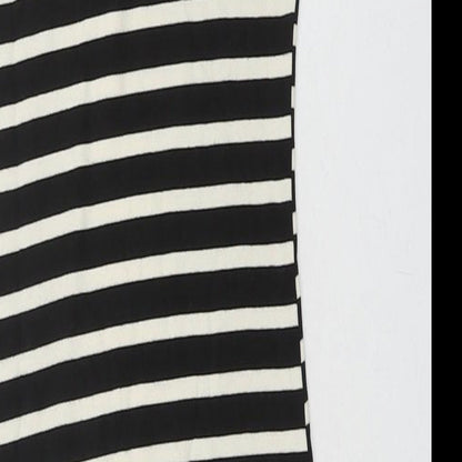 Monteau Womens Black Striped Polyester Bodycon Size S Roll Neck Button