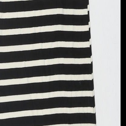 Monteau Womens Black Striped Polyester Bodycon Size S Roll Neck Button