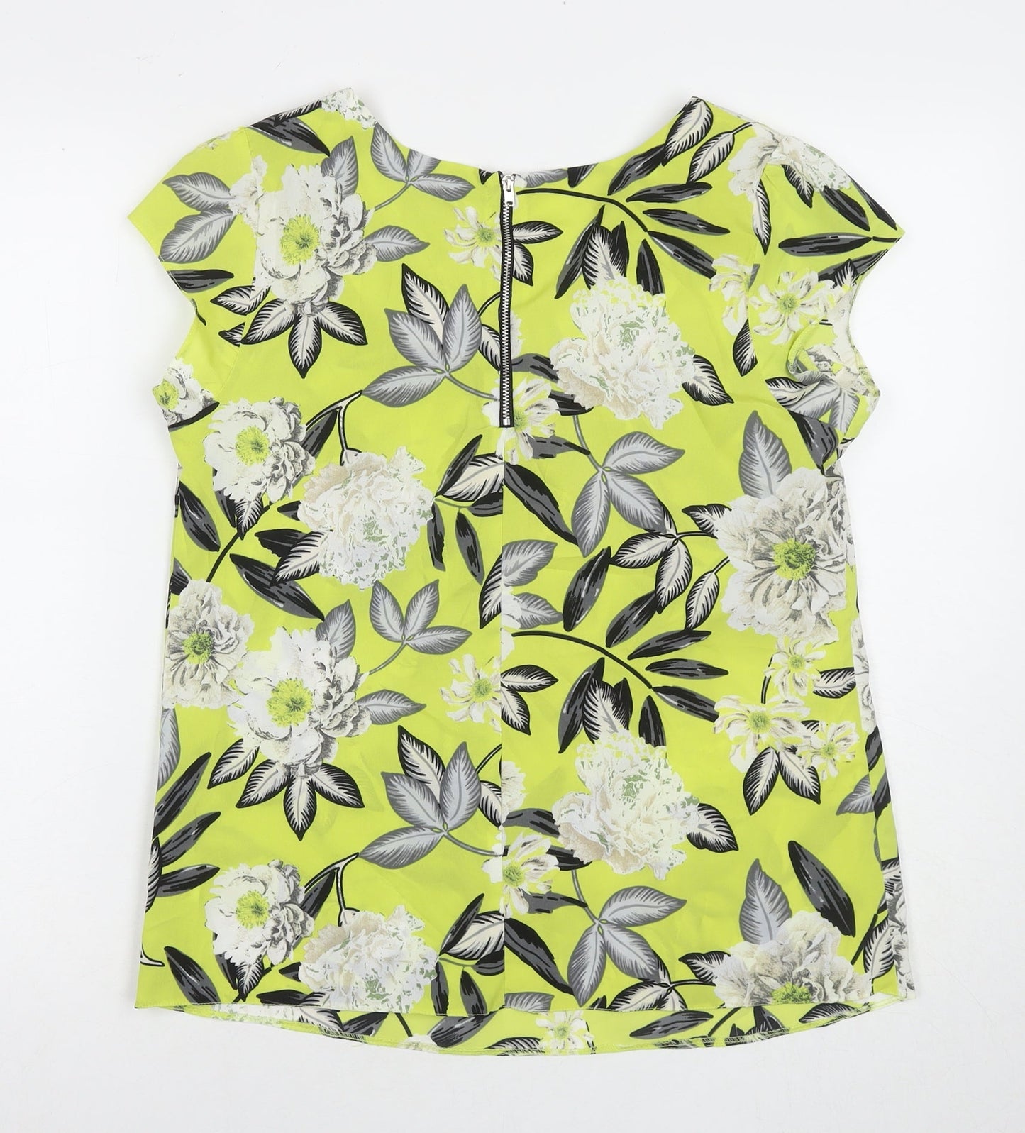 Wallis Womens Green Floral Polyester Basic Tank Size 12 Round Neck