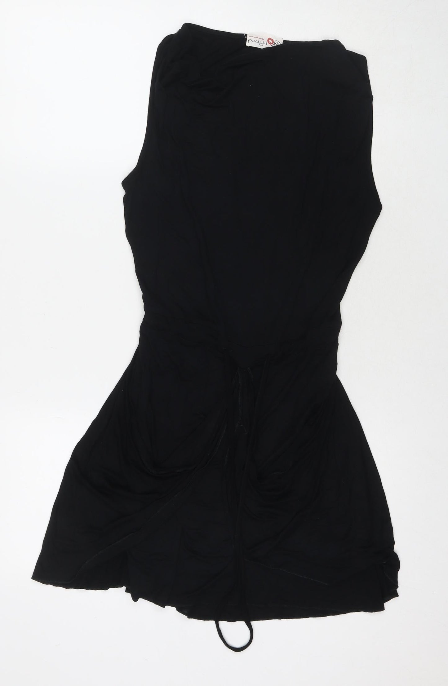 Poolgirl Womens Black Viscose T-Shirt Dress Size XS Round Neck Pullover - Cut Out Detail
