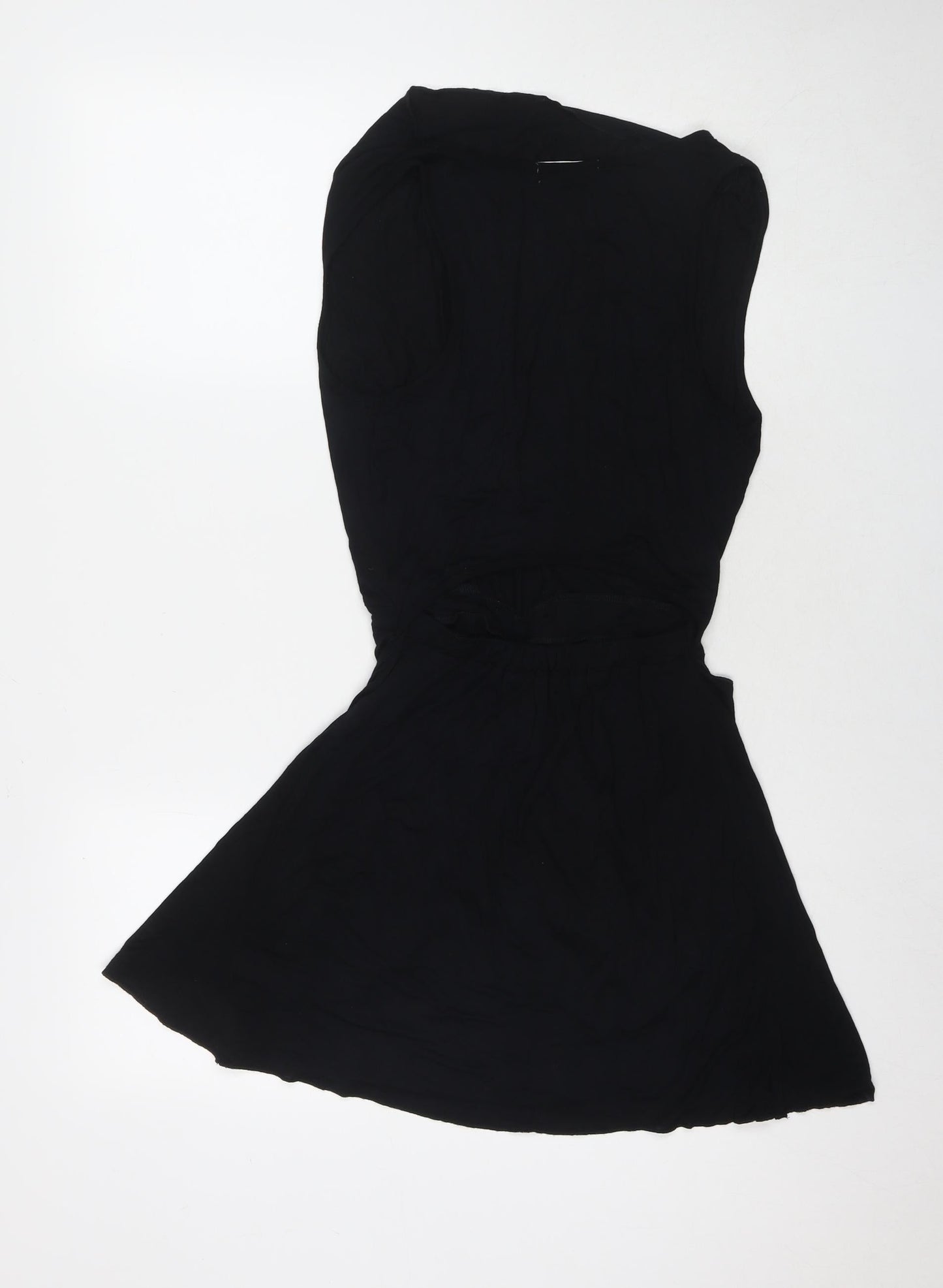 Poolgirl Womens Black Viscose T-Shirt Dress Size XS Round Neck Pullover - Cut Out Detail