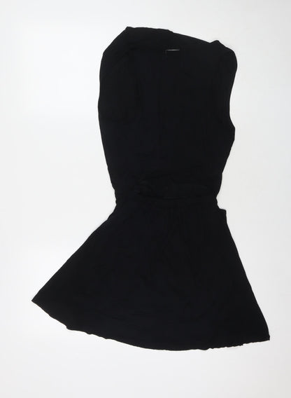 Poolgirl Womens Black Viscose T-Shirt Dress Size XS Round Neck Pullover - Cut Out Detail