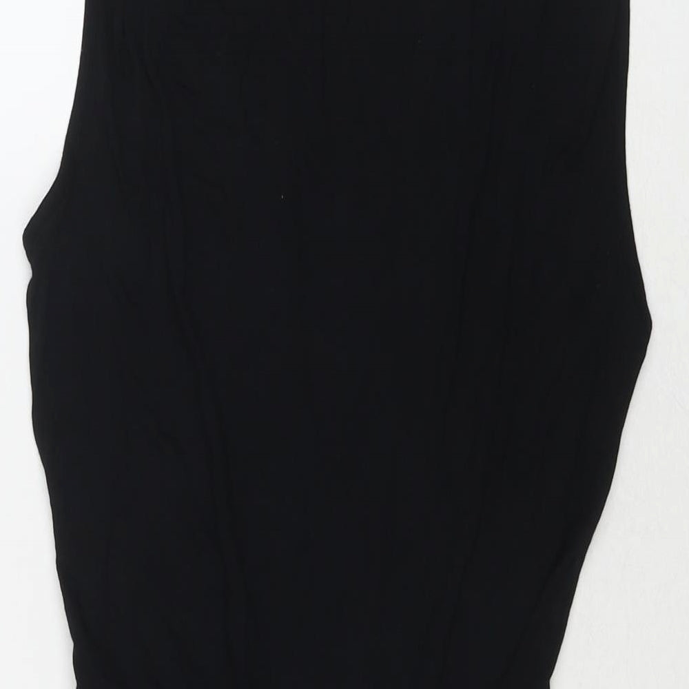 Poolgirl Womens Black Viscose T-Shirt Dress Size XS Round Neck Pullover - Cut Out Detail