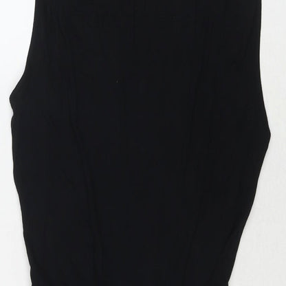 Poolgirl Womens Black Viscose T-Shirt Dress Size XS Round Neck Pullover - Cut Out Detail