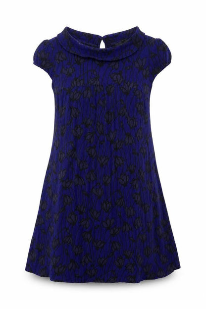 H&M Womens Blue Floral Polyester A-Line Size 10 Round Neck Button