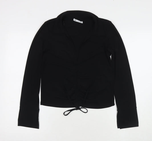 Womens UK Size S Zara Black Basic Blouse