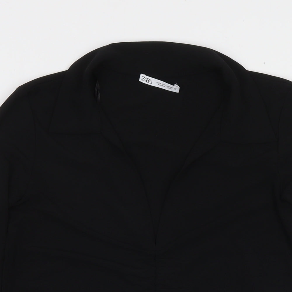 Womens UK Size S Zara Black Basic Blouse