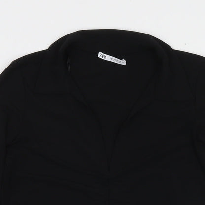 Womens UK Size S Zara Black Basic Blouse