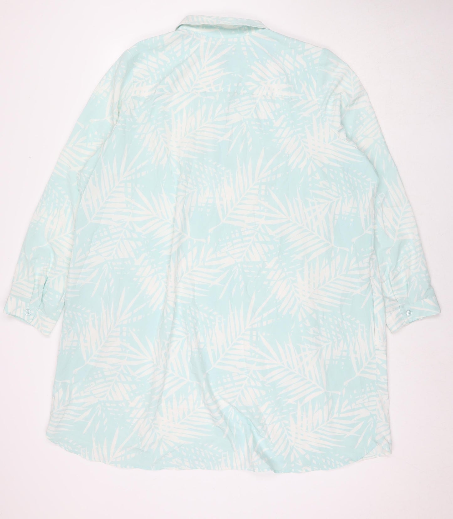 D&Co. Womens Blue Floral Polyester Shirt Dress Size 3XL Collared Pullover - Beach Cover-Up