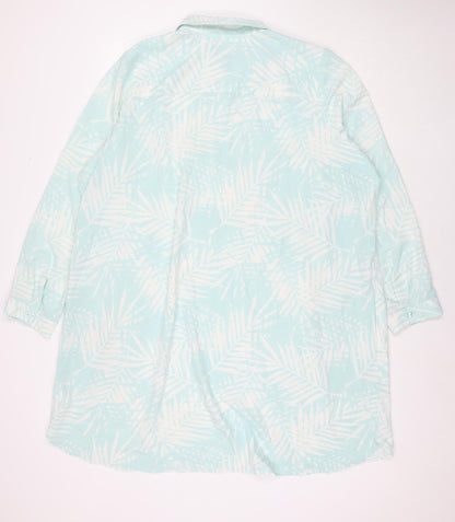 D&Co. Womens Blue Floral Polyester Shirt Dress Size 3XL Collared Pullover - Beach Cover-Up