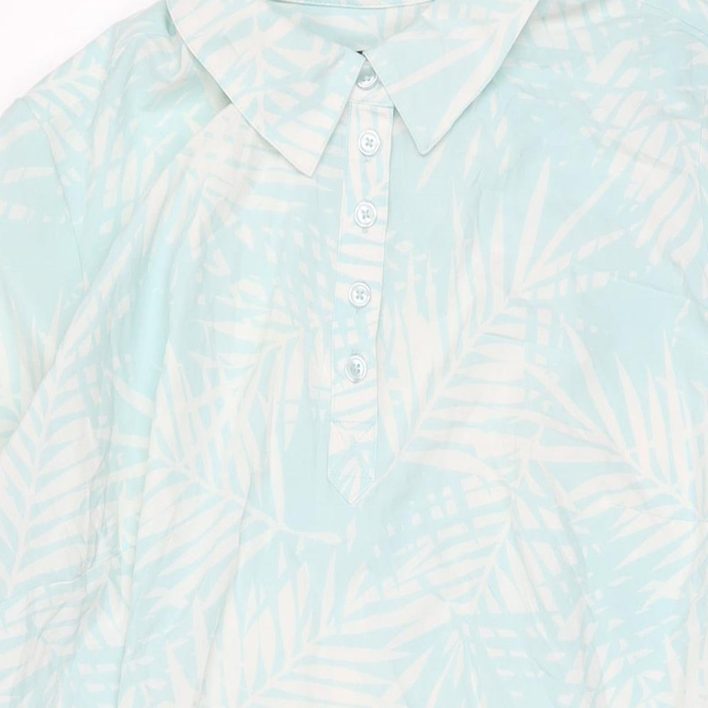 D&Co. Womens Blue Floral Polyester Shirt Dress Size 3XL Collared Pullover - Beach Cover-Up