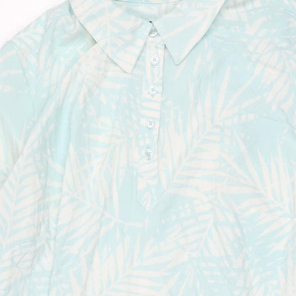 D&Co. Womens Blue Floral Polyester Shirt Dress Size 3XL Collared Pullover - Beach Cover-Up