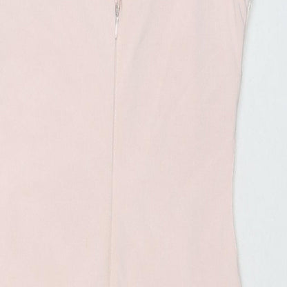 Lipsy Womens Pink Floral Polyester A-Line Size 12 Round Neck Zip