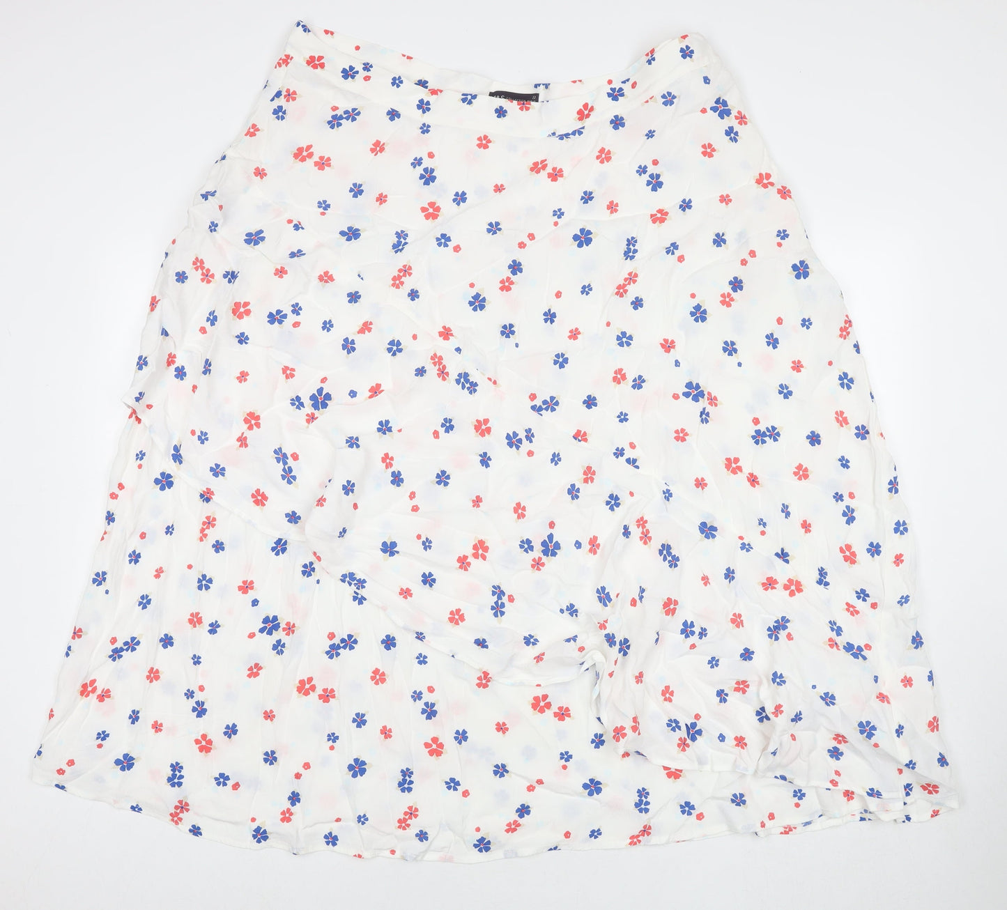 Marks and Spencer Womens White Floral Viscose Maxi Skirt Size 22 Zip