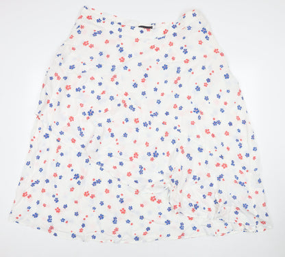Marks and Spencer Womens White Floral Viscose Maxi Skirt Size 22 Zip