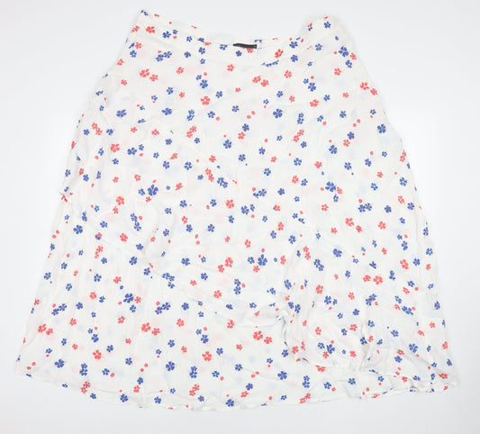 Marks and Spencer Womens White Floral Viscose Maxi Skirt Size 22 Zip