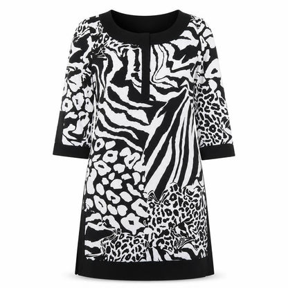 Tiana B Womens Black Animal Print Polyester A-Line Size S V-Neck Pullover