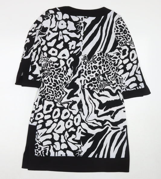 Tiana B Womens Black Animal Print Polyester A-Line Size S V-Neck Pullover