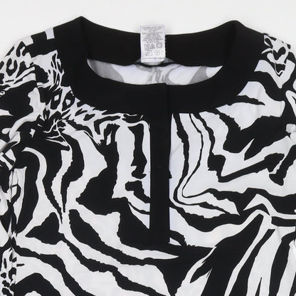 Tiana B Womens Black Animal Print Polyester A-Line Size S V-Neck Pullover
