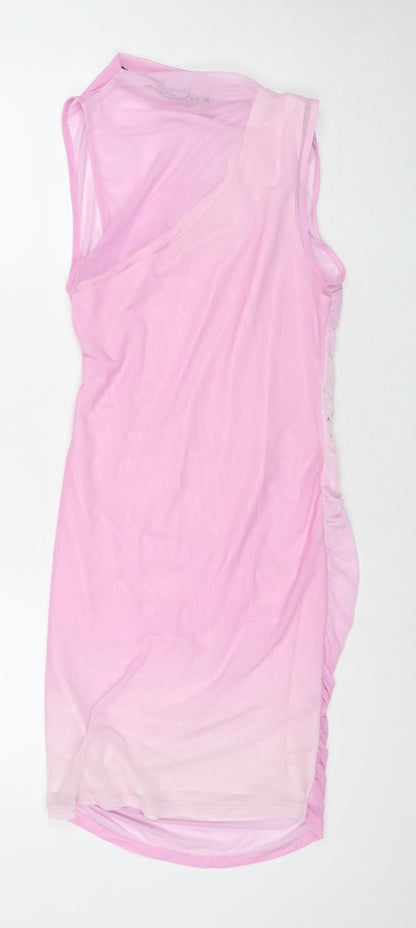 Zara Womens Pink Polyester Bodycon Size M Round Neck Pullover