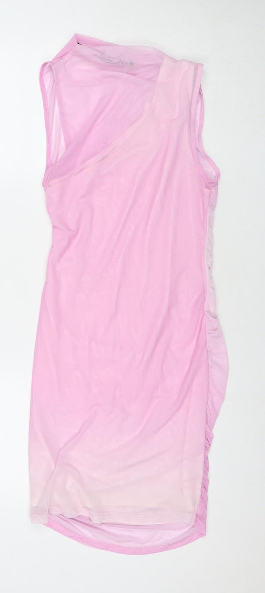 Zara Womens Pink Polyester Bodycon Size M Round Neck Pullover