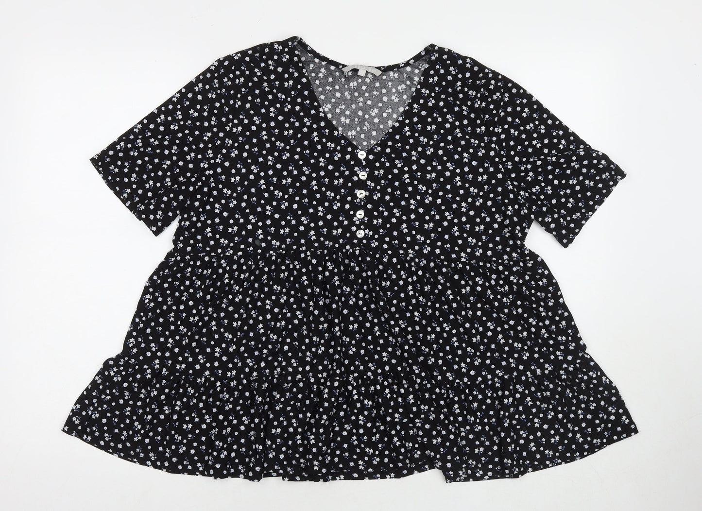 Womens UK Size 14 Pebble Bay Black Basic Blouse