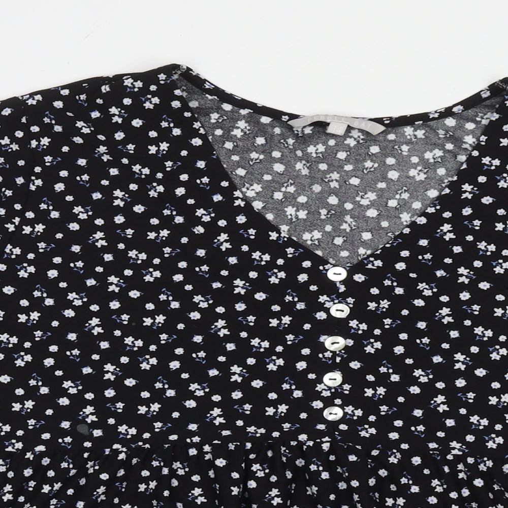 Womens UK Size 14 Pebble Bay Black Basic Blouse