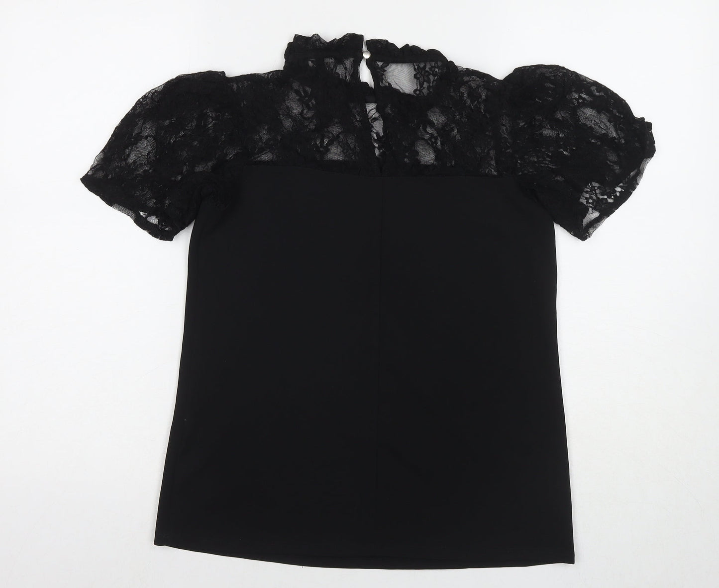 Friends Like These Womens Black Polyester Basic T-Shirt Size 8 Round Neck