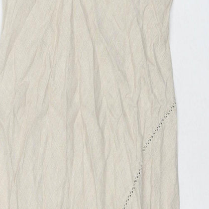 Planet Womens Beige Linen A-Line Size 10 Round Neck Pullover