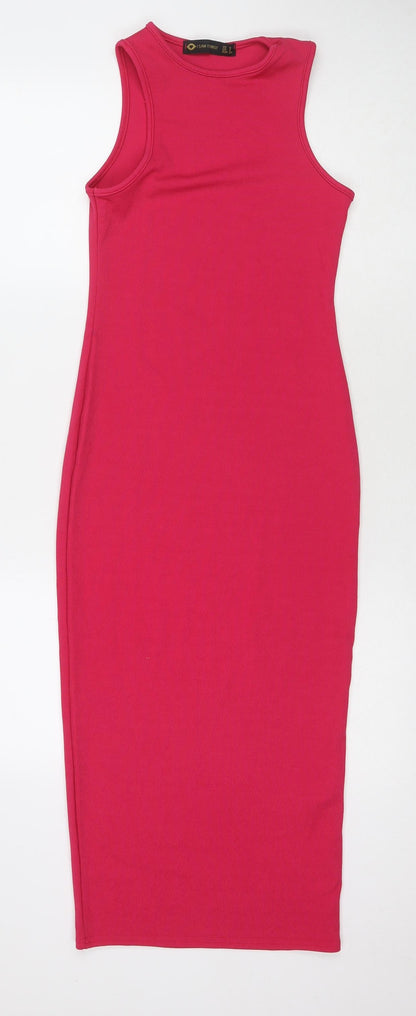 I SAW IT FIRST Womens Pink Polyester Bodycon Size 6 Round Neck Pullover